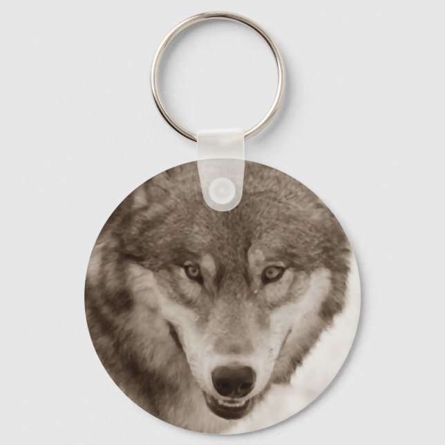 Sepia Wolf Eyes Schlüsselanhänger (Vorderseite)