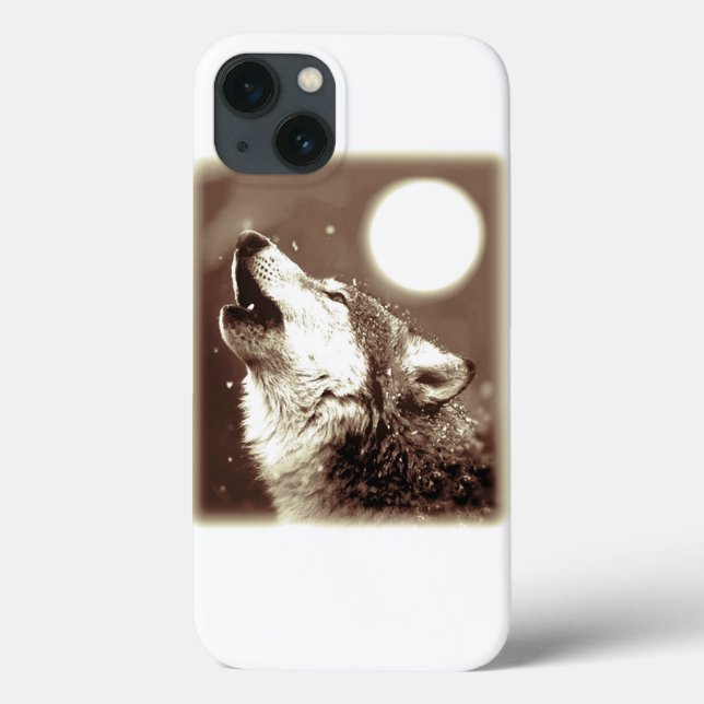 Sepia Wolf & Moon Case-Mate iPhone Hülle (Rückseite)