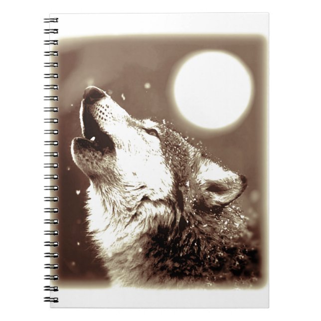 Sepia Wolf & Moon Notizblock (Vorderseite)