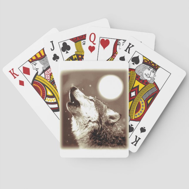 Sepia Wolf & Moon Spielkarten (Rückseite)