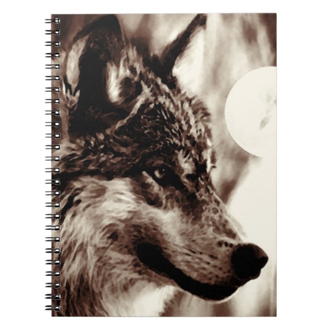 Sepia Wolf Portrait-Notebook Notizblock (Vorderseite)