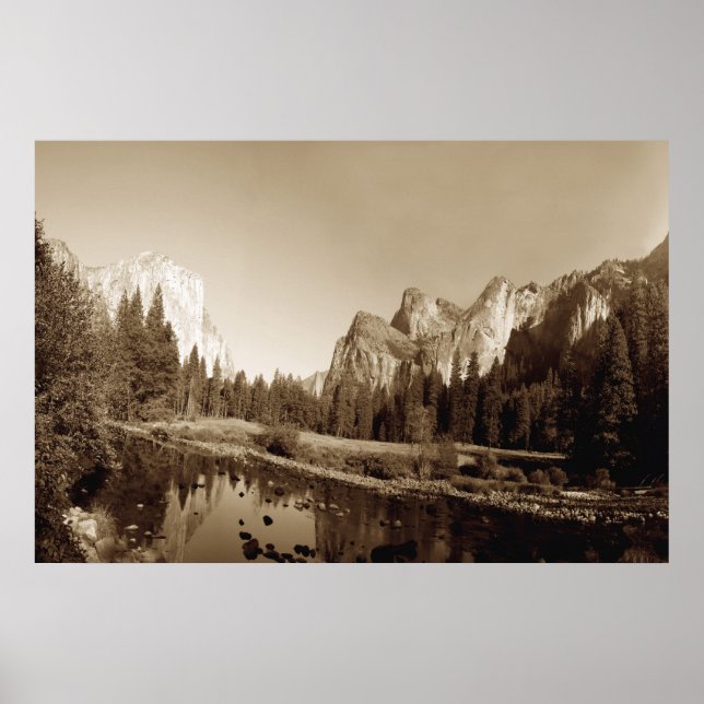 Sepia Yosemite Valley Poster (Vorne)