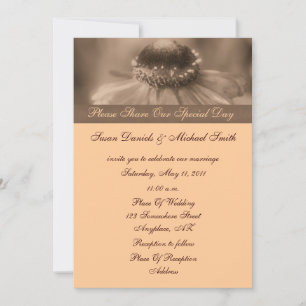 Sepia Zinnia Blume Hochzeit Einladung