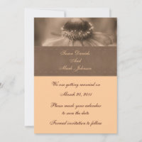 Sepia Zinnia Blume Hochzeit retten Datum