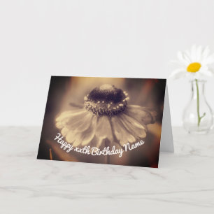 Sepia Zinnia Blume Personalisiert Geburtstag Karte
