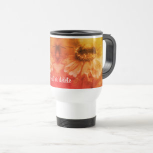 Sepia-Zinnien-Vintage-Blumenkunst individuell anpa Reisebecher