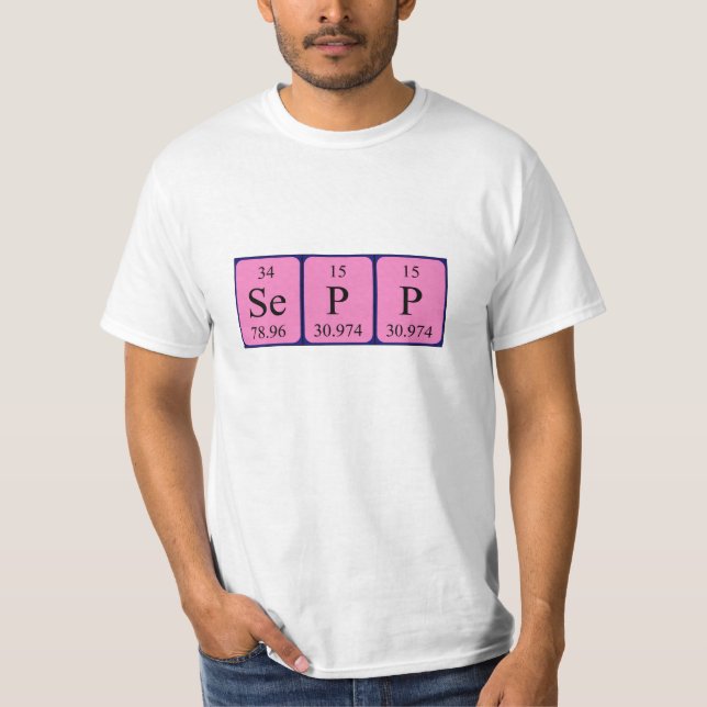 Sepp Namen-Shirt periodischer Tabelle T-Shirt (Vorderseite)