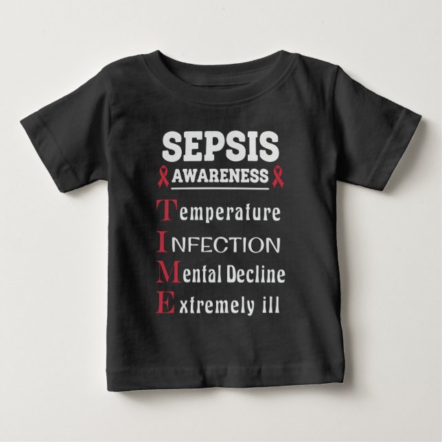Sepsis Awareness T.I.M.E. Guide Baby T-shirt (Vorderseite)
