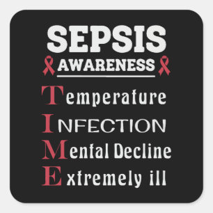Sepsis Awareness T.I.M.E. Guide Quadratischer Aufkleber