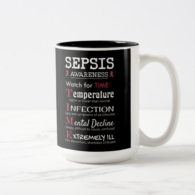 Sepsis Awareness Watch for TIME Guide Zweifarbige Tasse (Rechts)