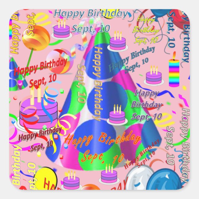 Sept, 10 Stickers Anniversaires de enfants (Devant)