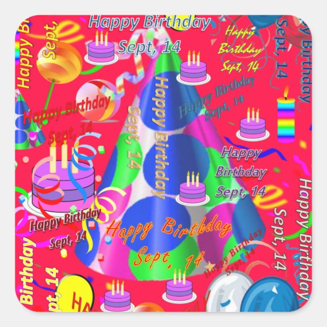 Sept, 14 Kindergeburtstag Aufkleber (Vorderseite)