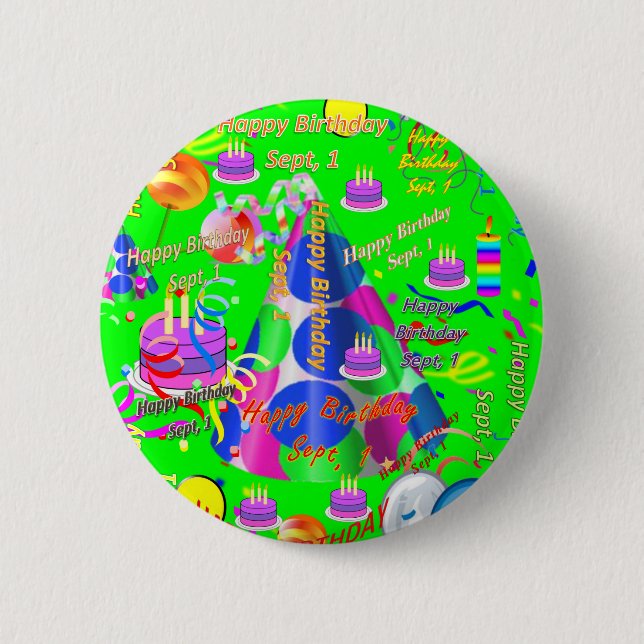 Sept., 1 Kindergeburtstag Button (Vorderseite)