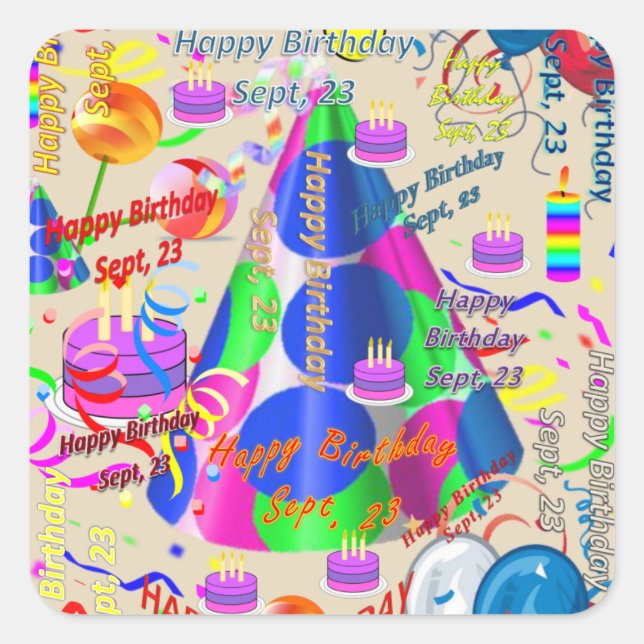 Sept, 23 Kindergeburtstag Aufkleber (Vorderseite)