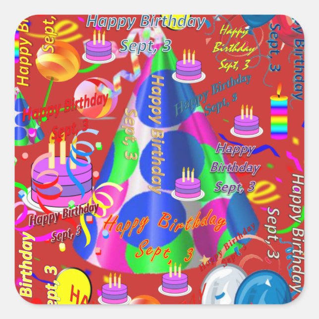 Sept, 3 Stickers Anniversaires de enfants (Devant)