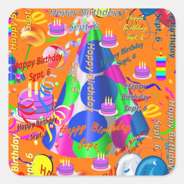 Sept., 6 Kindergeburtstag Sticker (Vorderseite)