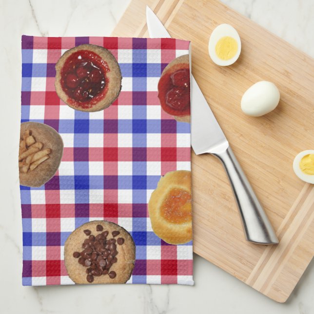 Sept Kolaches sur Tchèque Chèques serviette de cui (Quart Plié)