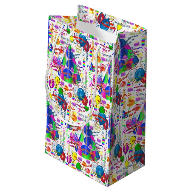 September, 14. Geburtstag, Geschenktüte (Rückseite Schrägansicht)