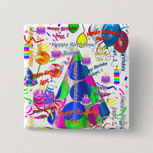 September, 1 Square Button