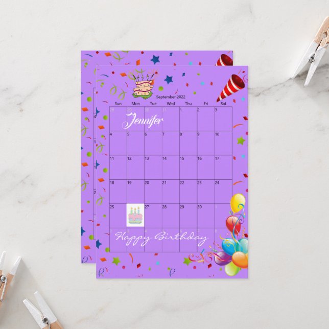 September 2022 Terminkalender Glückwunsch Einladun Einladung (Vorderseite/Rückseite Beispiel)