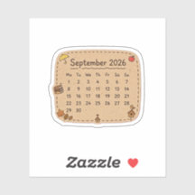 September 2026 Kalender Aufkleber | Cozy Kraft 