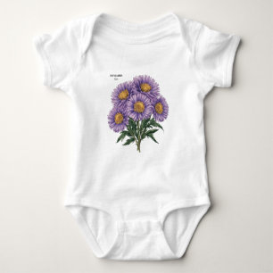 September Aster Birth Monat Custom Floral Art Baby Strampler
