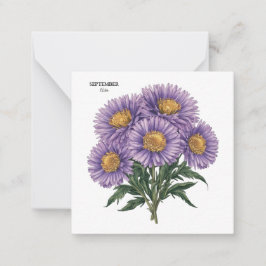 September Aster Birth Monat Custom Floral Art Mitteilungskarte