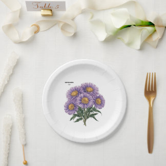 September Aster Birth Monat Custom Floral Art Pappteller