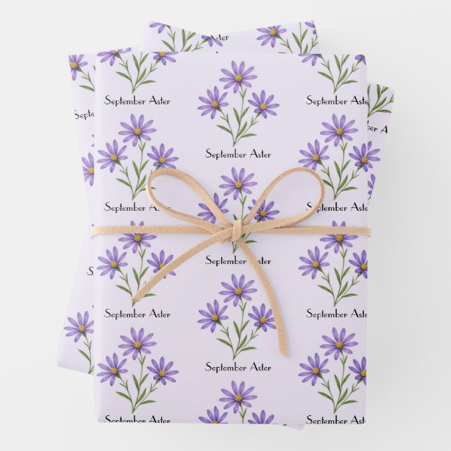 September-Aster-Blumen Geschenkpapier Set (Beispiel)