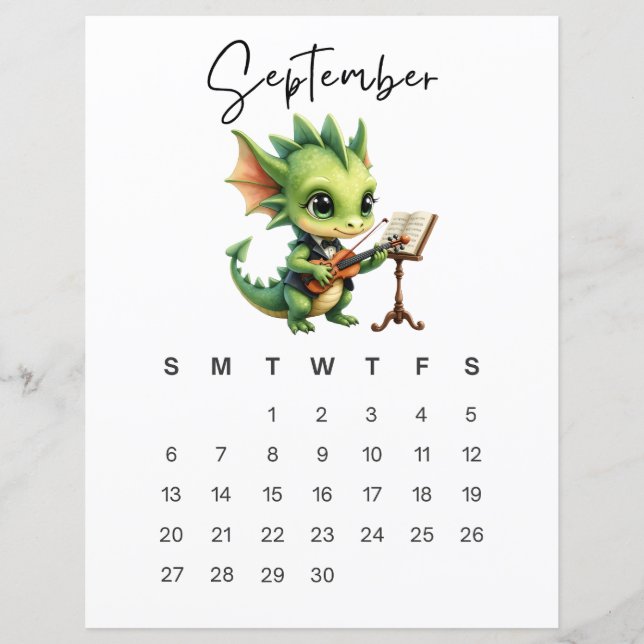 September Baby Dragon Art Print Cozy Fantasy  (Vorderseite)