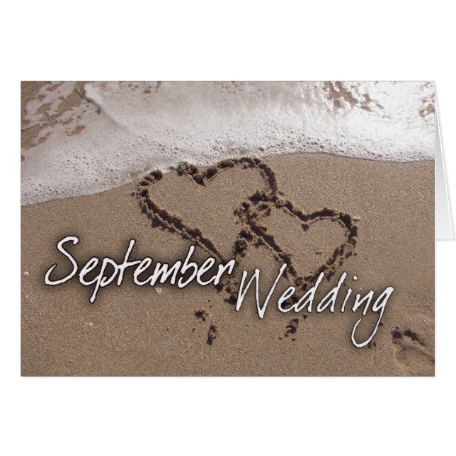 September-Bestimmungsort-Strand-Hochzeits-Karte (Vorderseite (Horizontal))