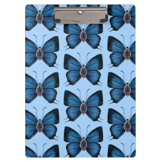 September Birth Blue Sapphire Butterfly Pattern Klemmbrett