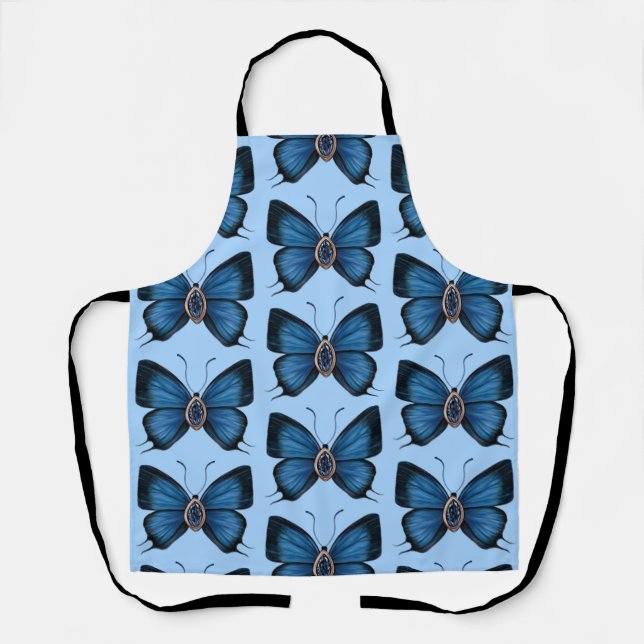 September Birth Blue Sapphire Butterfly Pattern Schürze (Vorderseite)