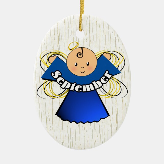 September Birthday Angel Keramikornament (Vorne)