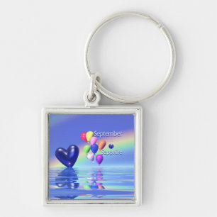September Birthday Sapphire Heart Schlüsselanhänger