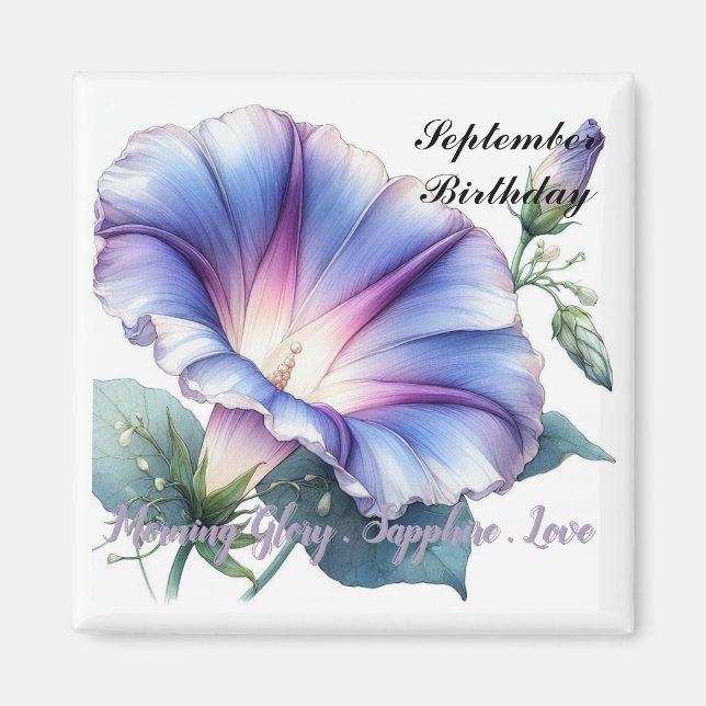 September Birthstone Sapphire and Morning Glory Magnet (Vorne)