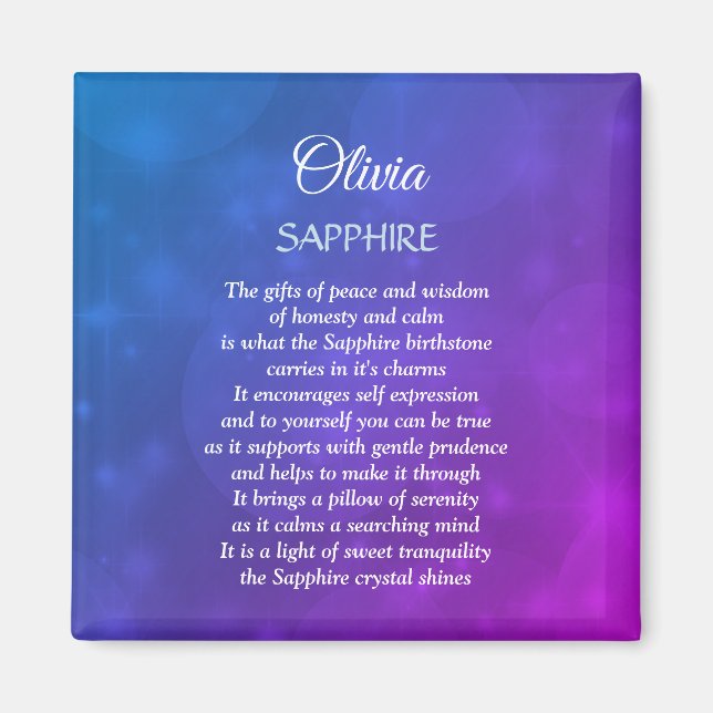 September Birthstone Sapphire Design Magnet (Vorne)