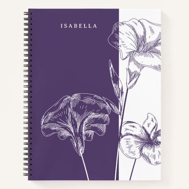 September Blume Morning Glory Personalisiert Notizbuch (Vorderseite)