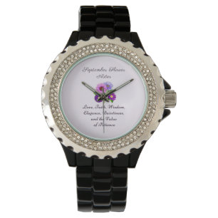 September Geburtsmonat Blume Aster Personalisiert Armbanduhr