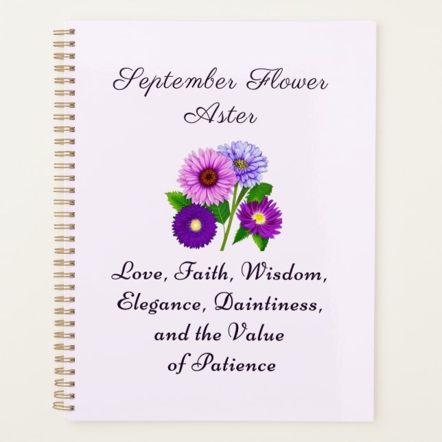 September Geburtsmonat Blume Aster Personalisiert Planer (Vorderseite)