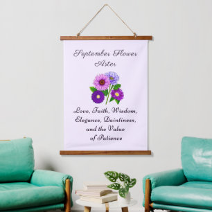 September Geburtsmonat Blume Aster Personalisiert Wandteppich Mit Holzrahmen