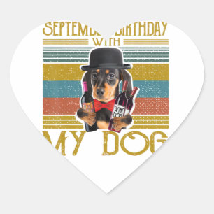 September Geburtstag mit meiner Dackel Hund 2020 Herz-Aufkleber