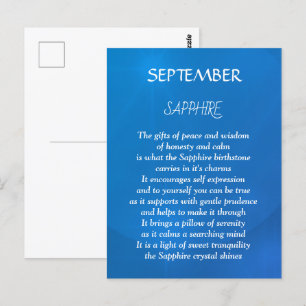 September Geburtstags-Birthstone Saphir  Postkarte