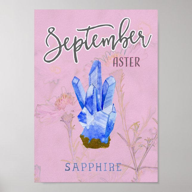 September Geburtstags-Blume und Birthstone Poster (Vorne)