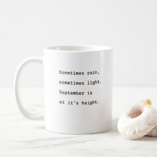 September Kaffeemaschine Tasse Typografie poetisch