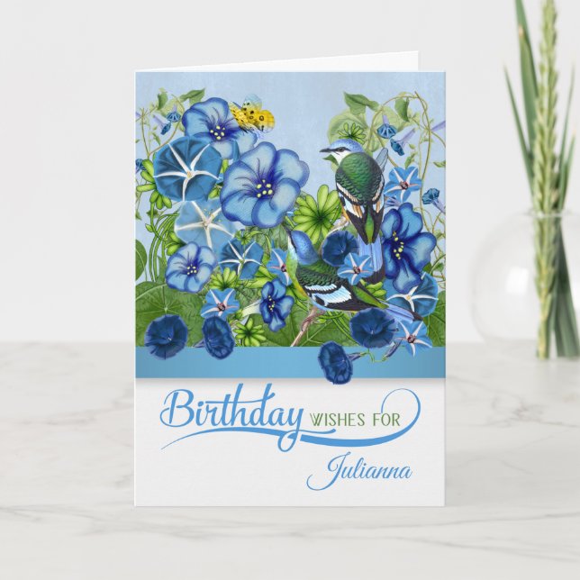 September Morning Glory Garden Birthday Karte (Vorderseite)