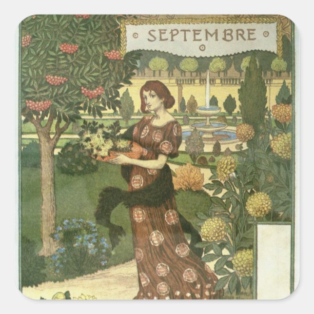 September Quadratischer Aufkleber (Vorderseite)