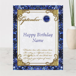 September Sapphire Birthstone Geburtstag 8,5 x 11 Karte
