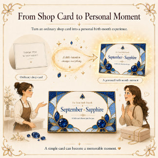 September Sapphire Birthstone Shop Card Visitenkarte