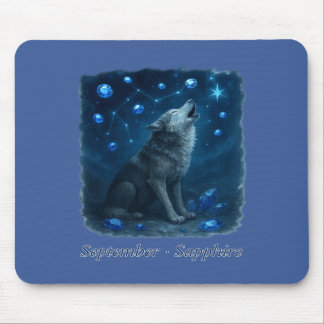 September Sapphire - Celestial Wolf Mousepad